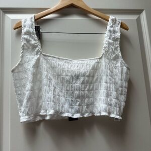 PrettyLittleThing White Textured Square Neck Crop Top